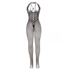 Subblime - 951788 Bodystocking Long En Resille Avec Bretelles Sur La Poitrine Et Le Dos Noir Taille Unique